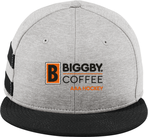 Biggby Coffee AAA New Era Shadow Heather Striped Flat Bill Snapback Cap