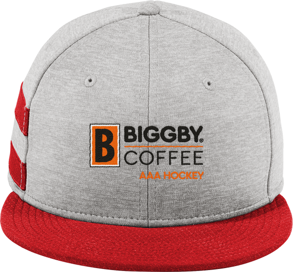 Biggby Coffee AAA New Era Shadow Heather Striped Flat Bill Snapback Cap