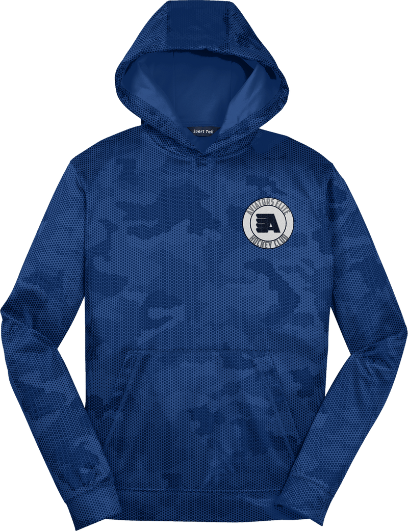 Aspen Aviators Youth Sport-Wick CamoHex Fleece Hooded Pullover